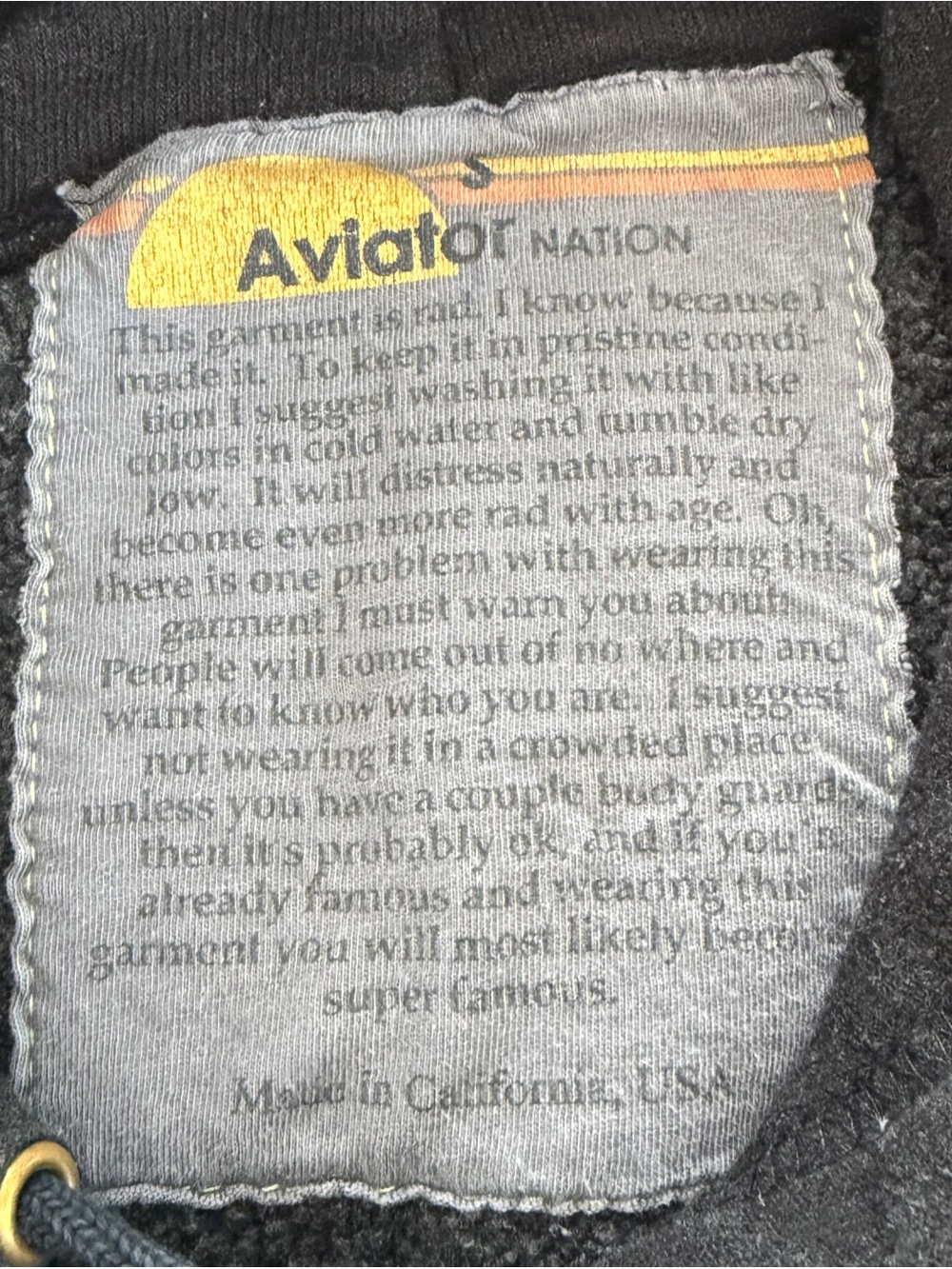 Aviator Nation Black Smiley Hoodie – Size Small – Very Good Con - Picture 4 of 4